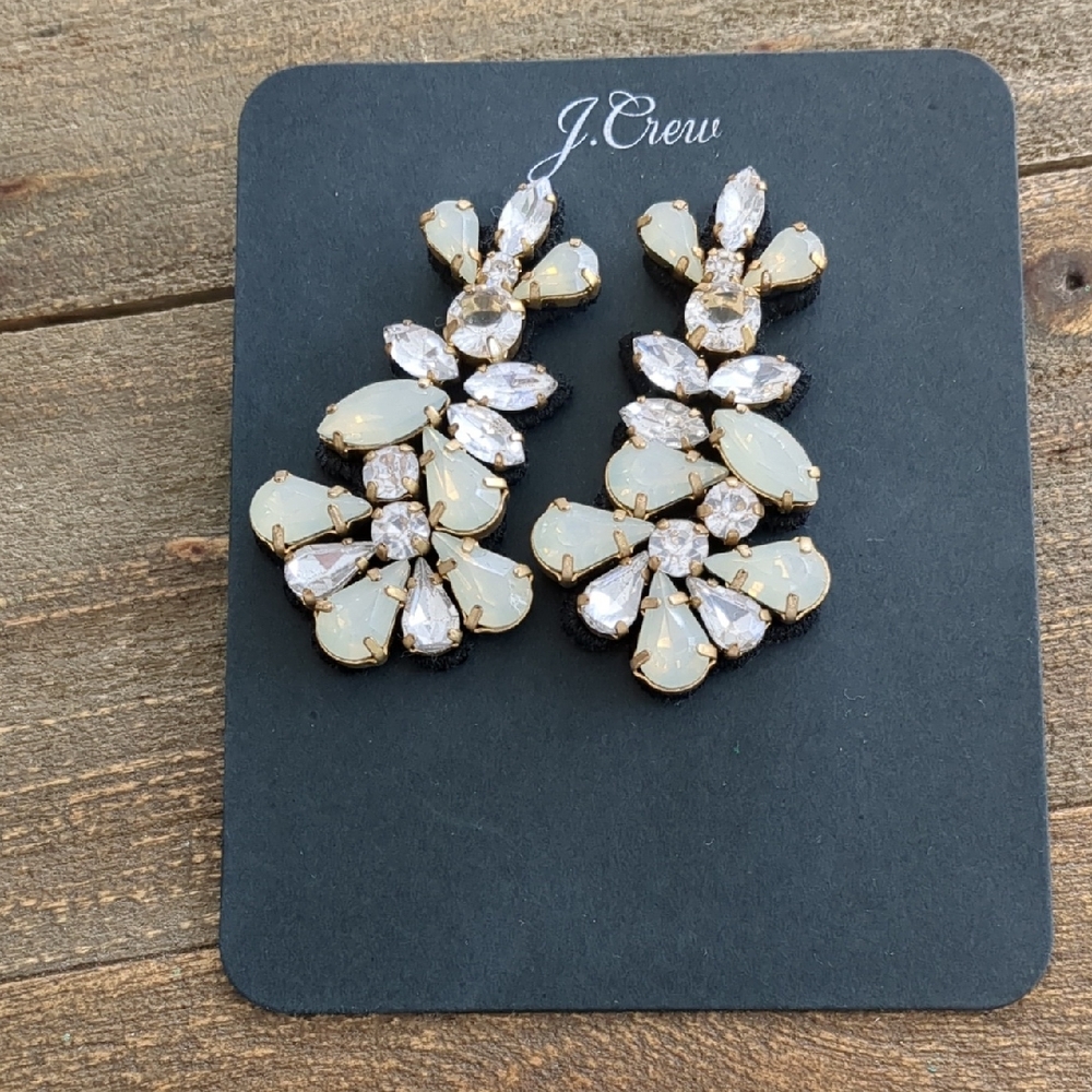 J. Crew Gold and White Botanical Earrings